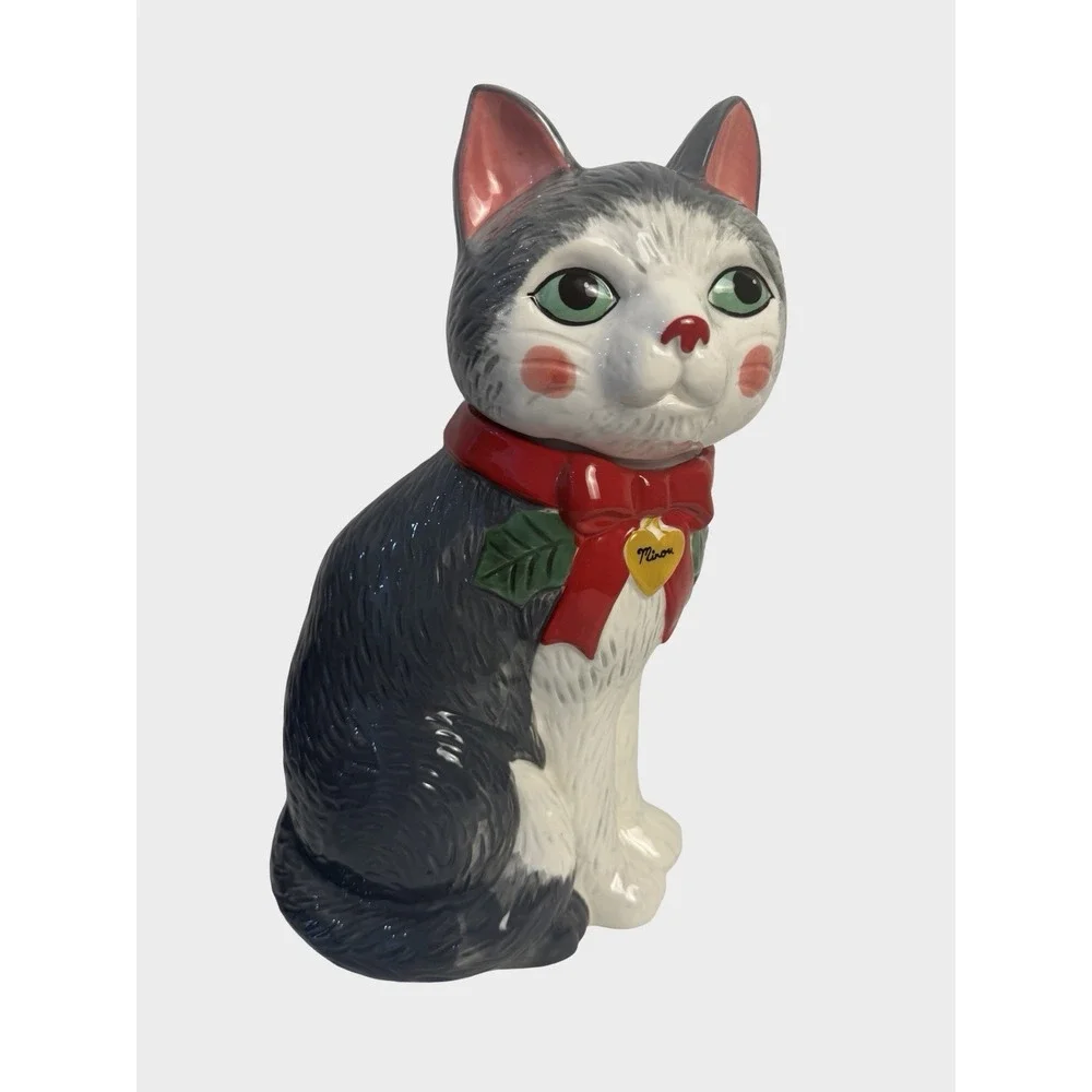 Anthropologie Peluche Cat Cookie Jar Ceramic Stoneware